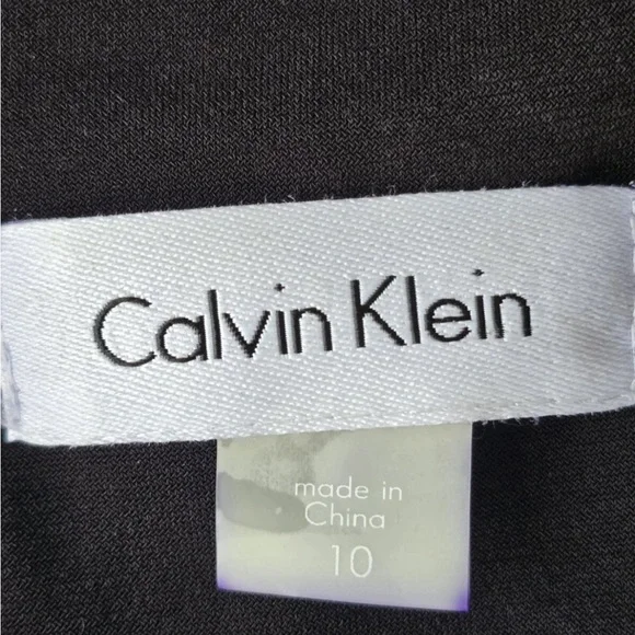 $99 Calvin Klein Black Dress 10 Women Shift Cold Shoulder Flutter Sleeve New - Picture 8 of 14